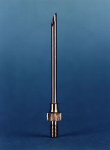 Inflation needle threaded mount